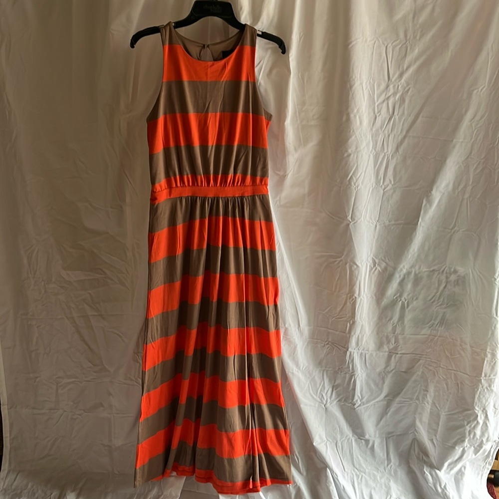 Taupe & orange maxi dress